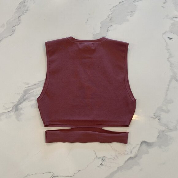 TEN by Babaton - Sleeveless, Waistband detail, Maroon/Burgundy Top, Size M - Picture 7 of 7